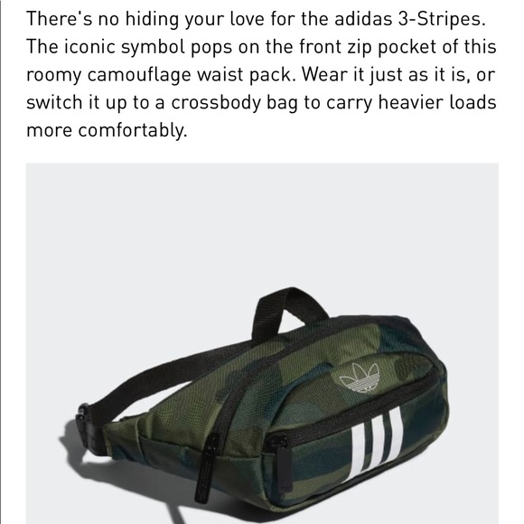 🎉 HP 🎉 🆕 adidas National 3 Stripes Waist Pack Camo - Picture 14 of 16